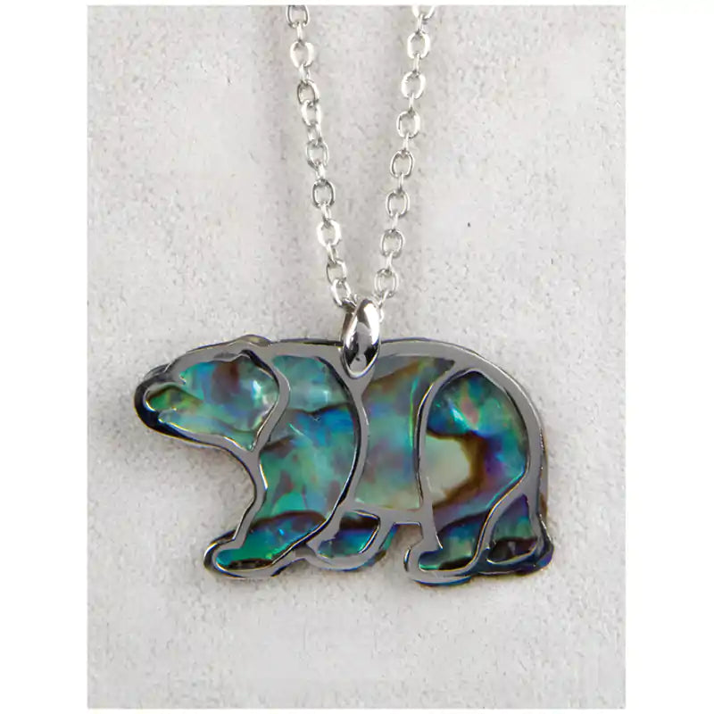 Glacier pearle bear filigree necklace