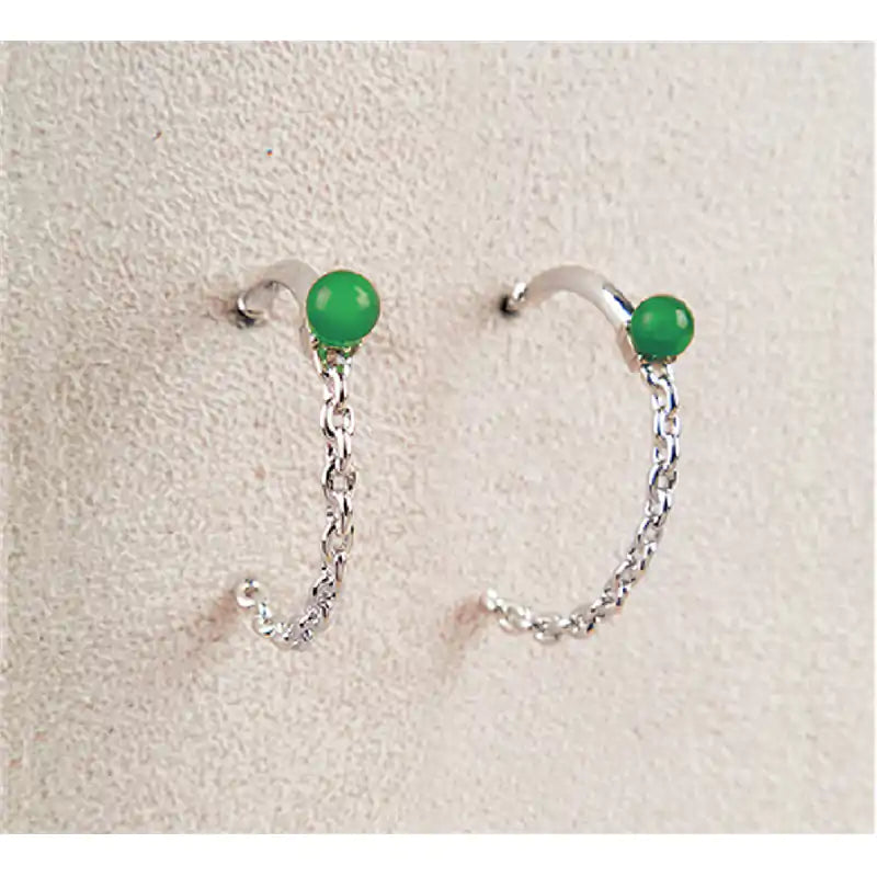 Jade chain hoop earrings