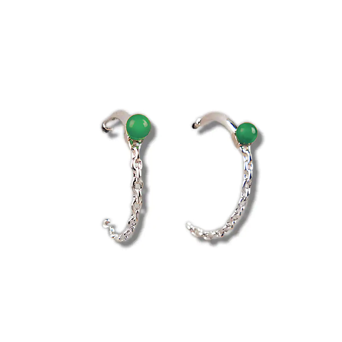 Jade chain hoop earrings