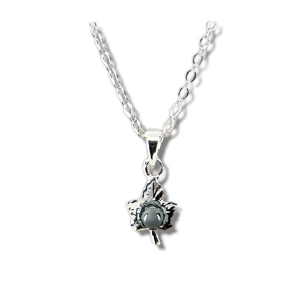 Hematite dainty maple leaf necklace