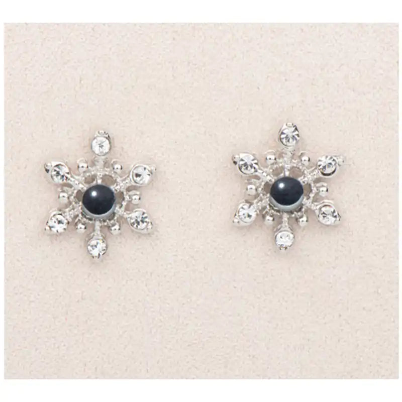Hematite dainty snowflake earrings