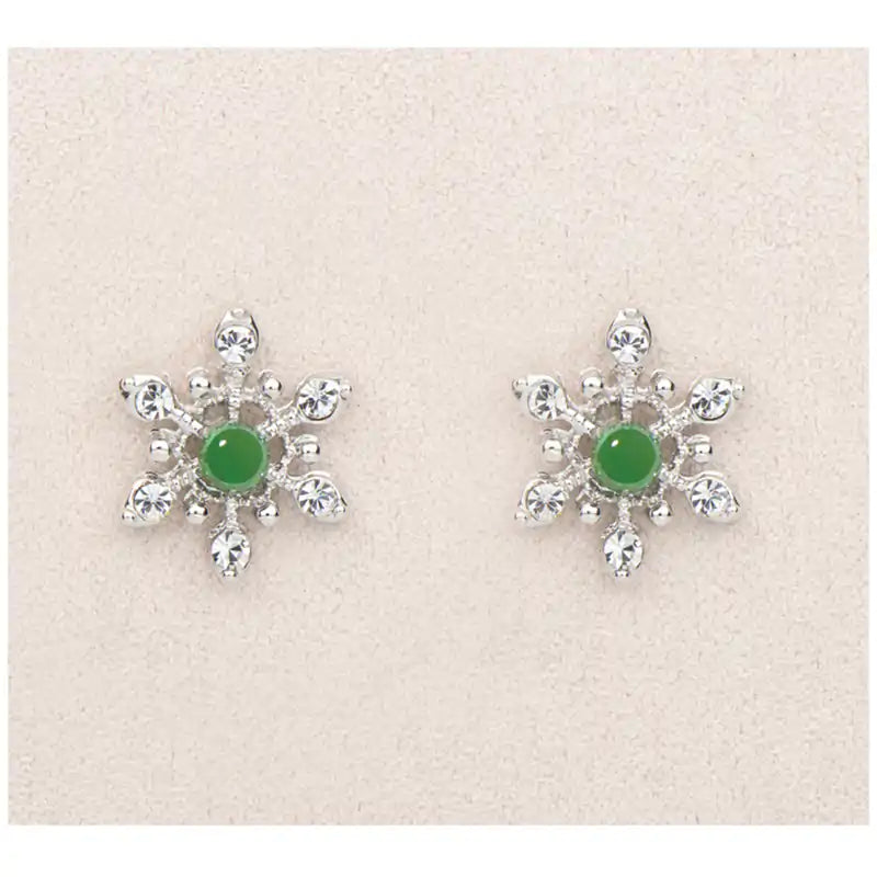 Jade dainty snowflake earrings