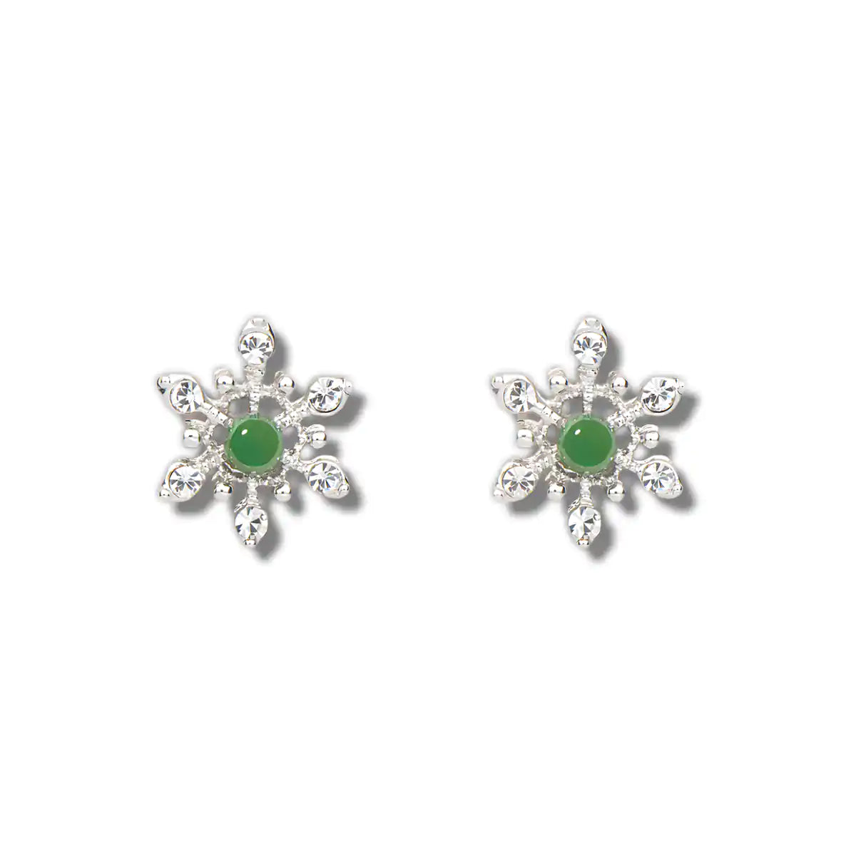 Jade dainty snowflake earrings