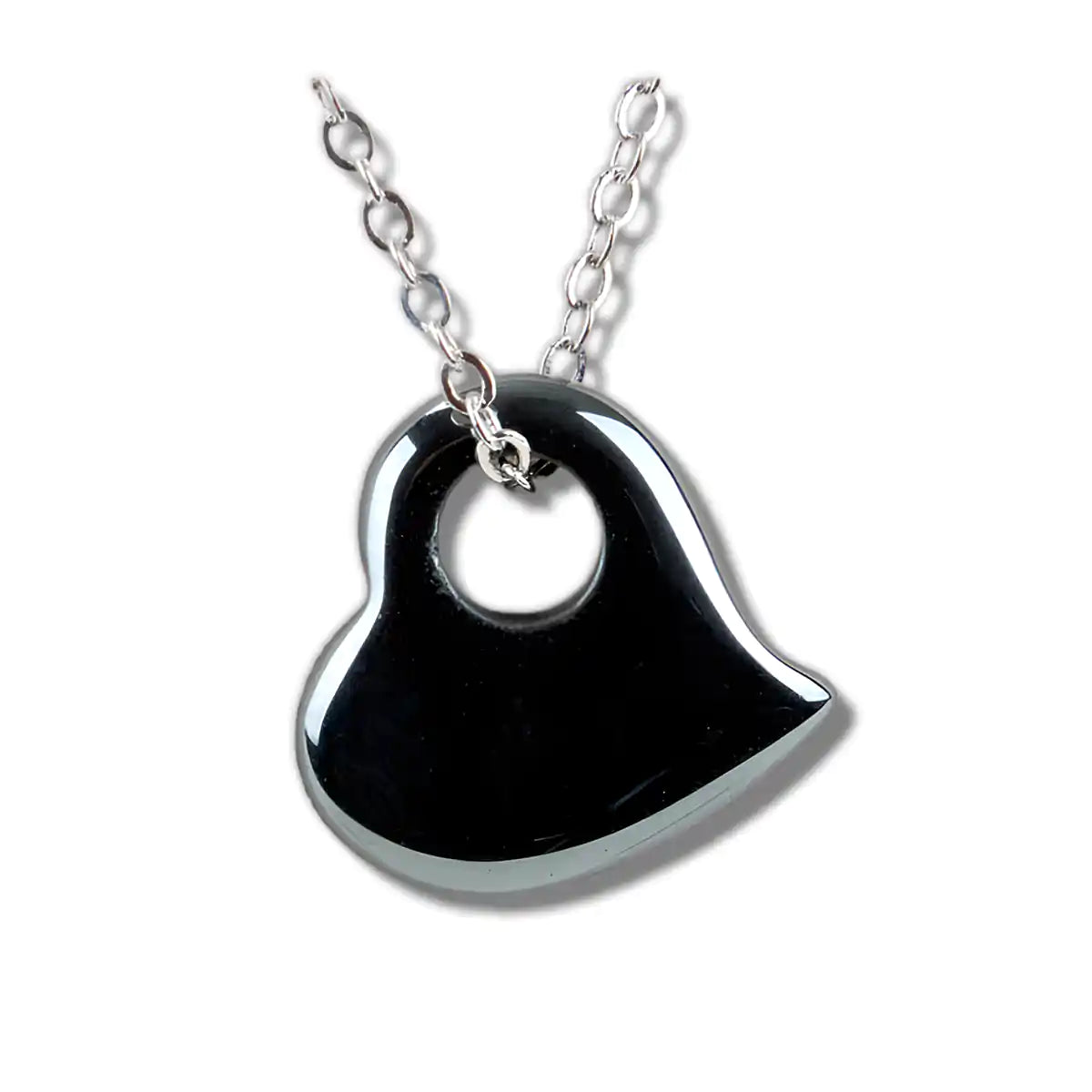 Hematite floating heart necklace