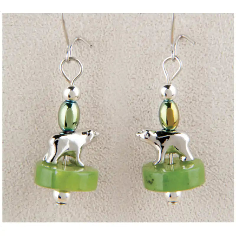 Jade forest bear earrings