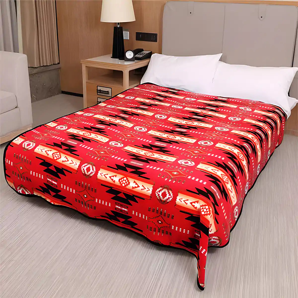 Heavy polar fleece throw red