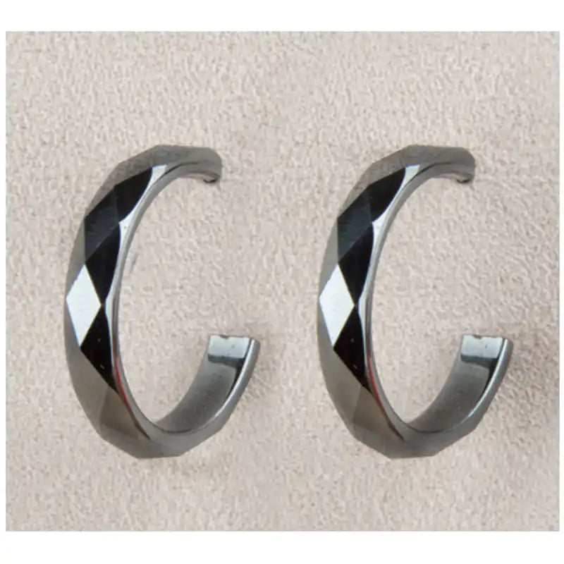 Hematite hoop-facetted earrings
