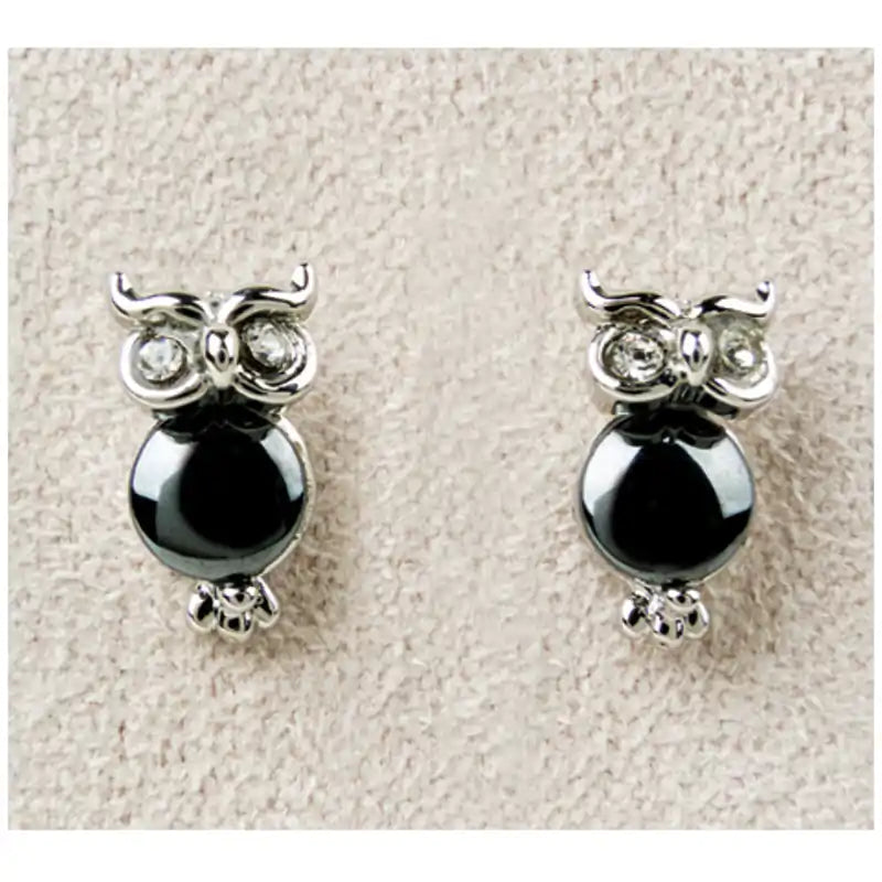 Hematite hoot earrings