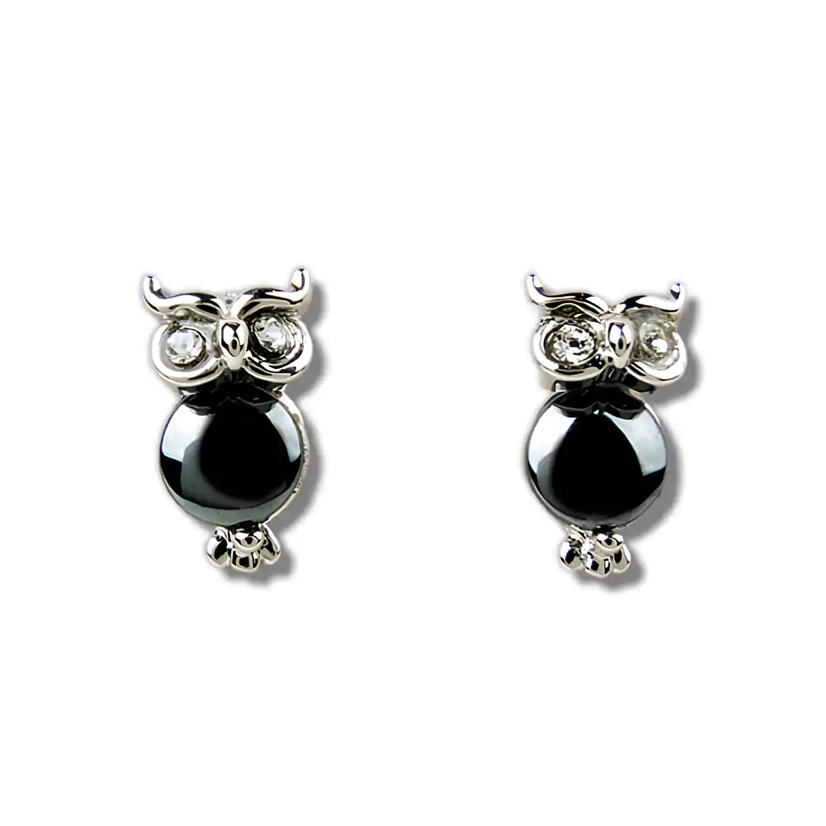 Hematite hoot earrings