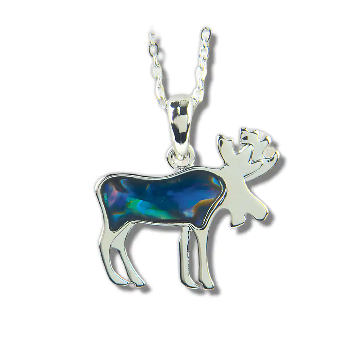 Silver Moose Pendant with Inlay