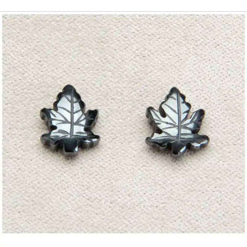 Hematite maple leaf-8x10mm earrings