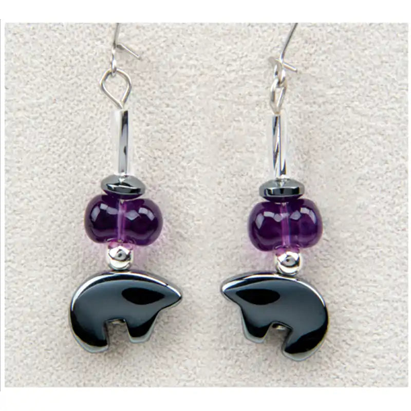 Hematite twilight bears earrings