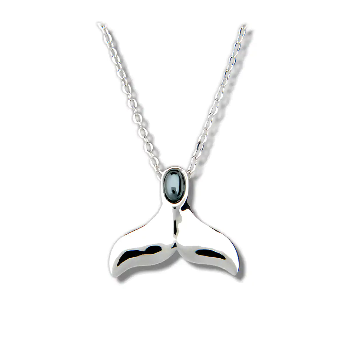 Hematite whale tail necklace