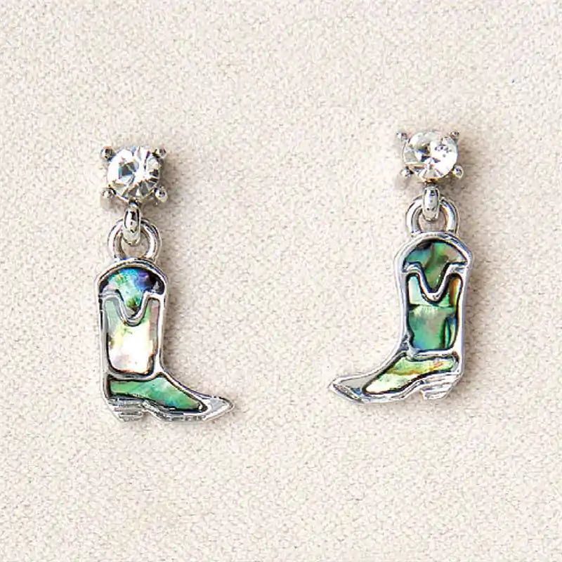 Glacier pearle cowboy boot earrings