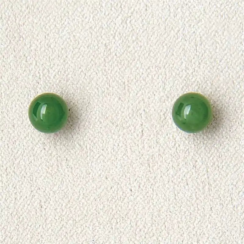 Jade ball-6mm earrings