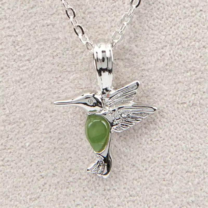 Jade dainty hummingbird necklace