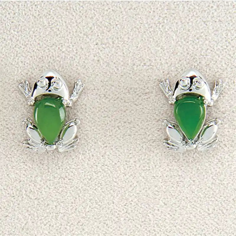 Jade frog earrings