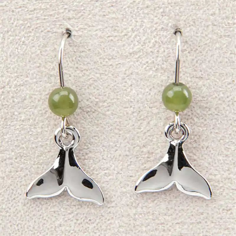 Jade whale tail earrings