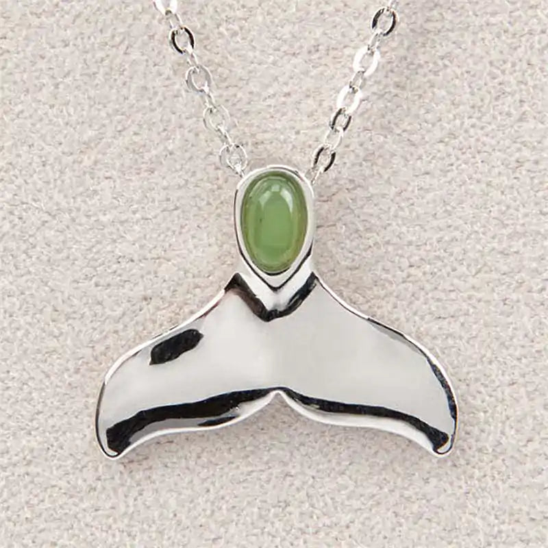 Jade whale tail necklace