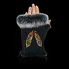 Fingerless gloves eagle feather