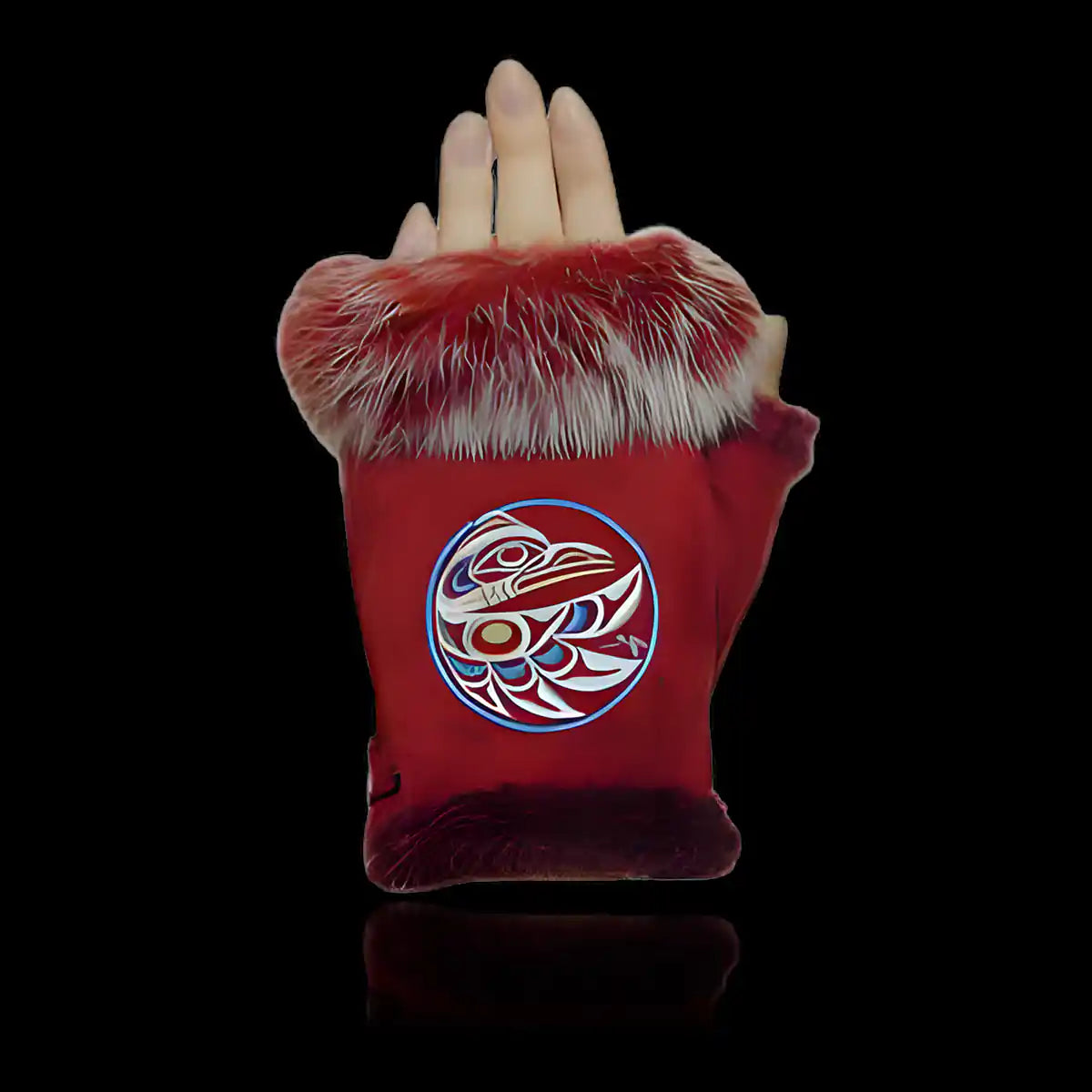 Fingerless gloves round raven