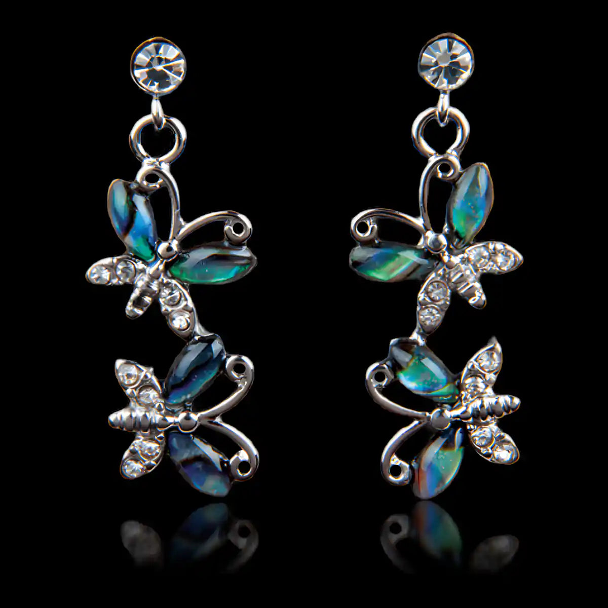 Glacier pearle butterfly duo earrings