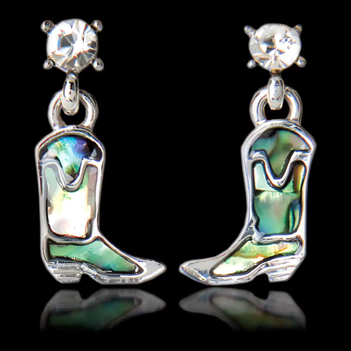 Glacier pearle cowboy boot earrings
