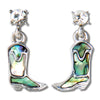 Glacier pearle cowboy boot earrings