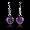 Hematite amethyst hearts earrings
