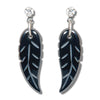 Hematite hand carved feather earrings
