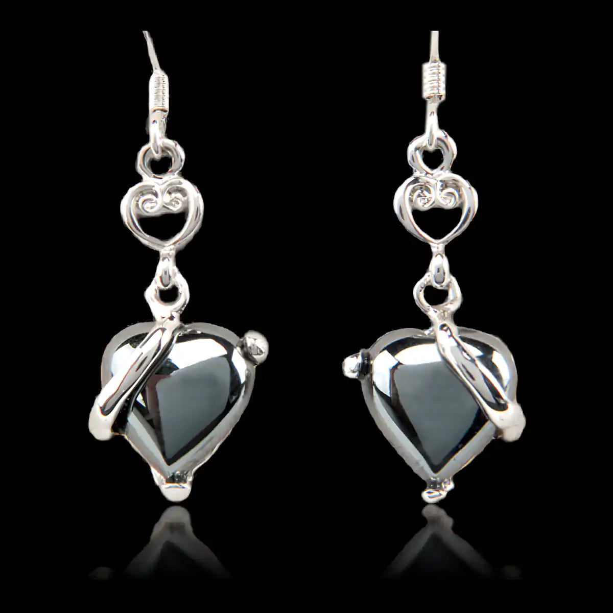 Hematite heartfelt earrings
