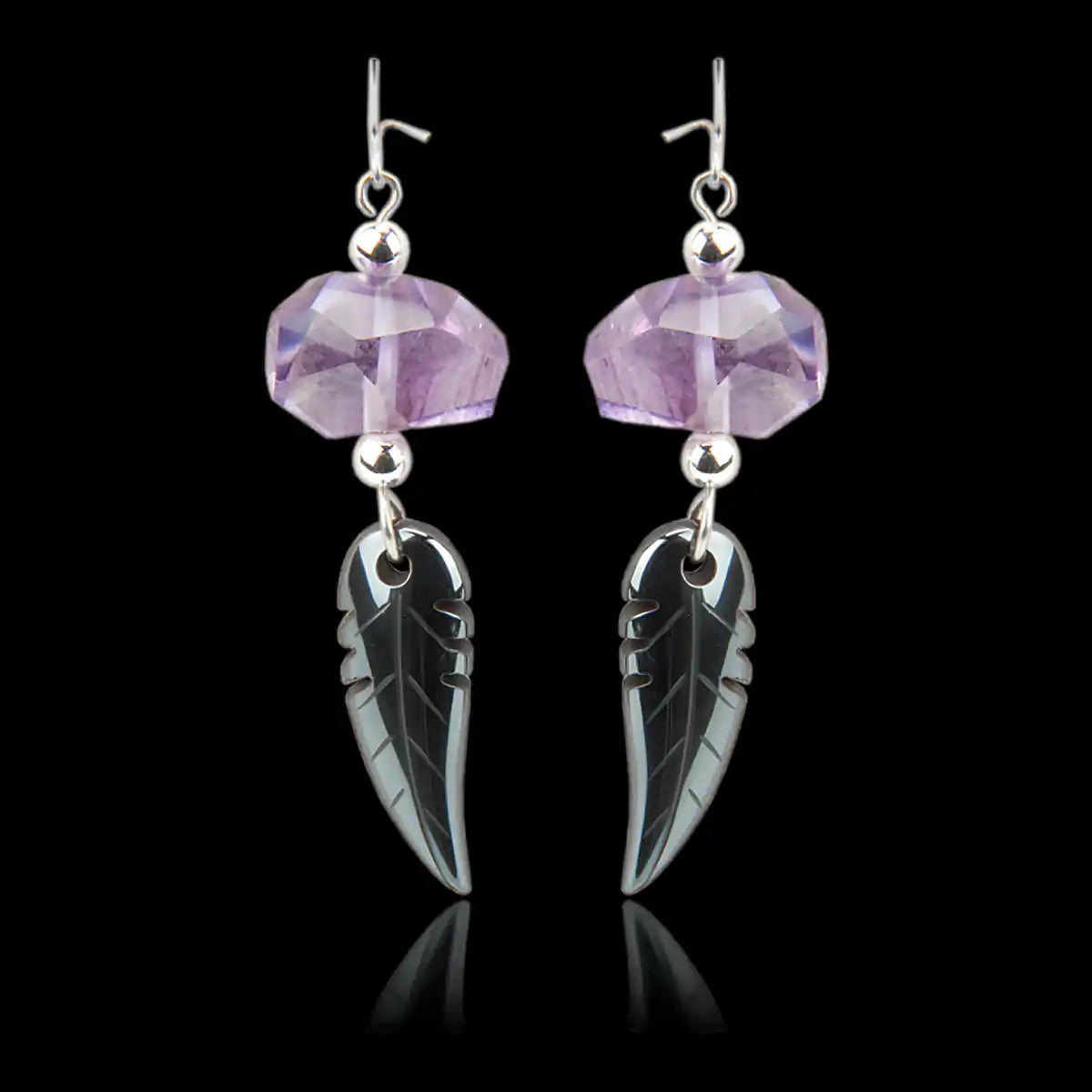 Hematite stormy wings earrings