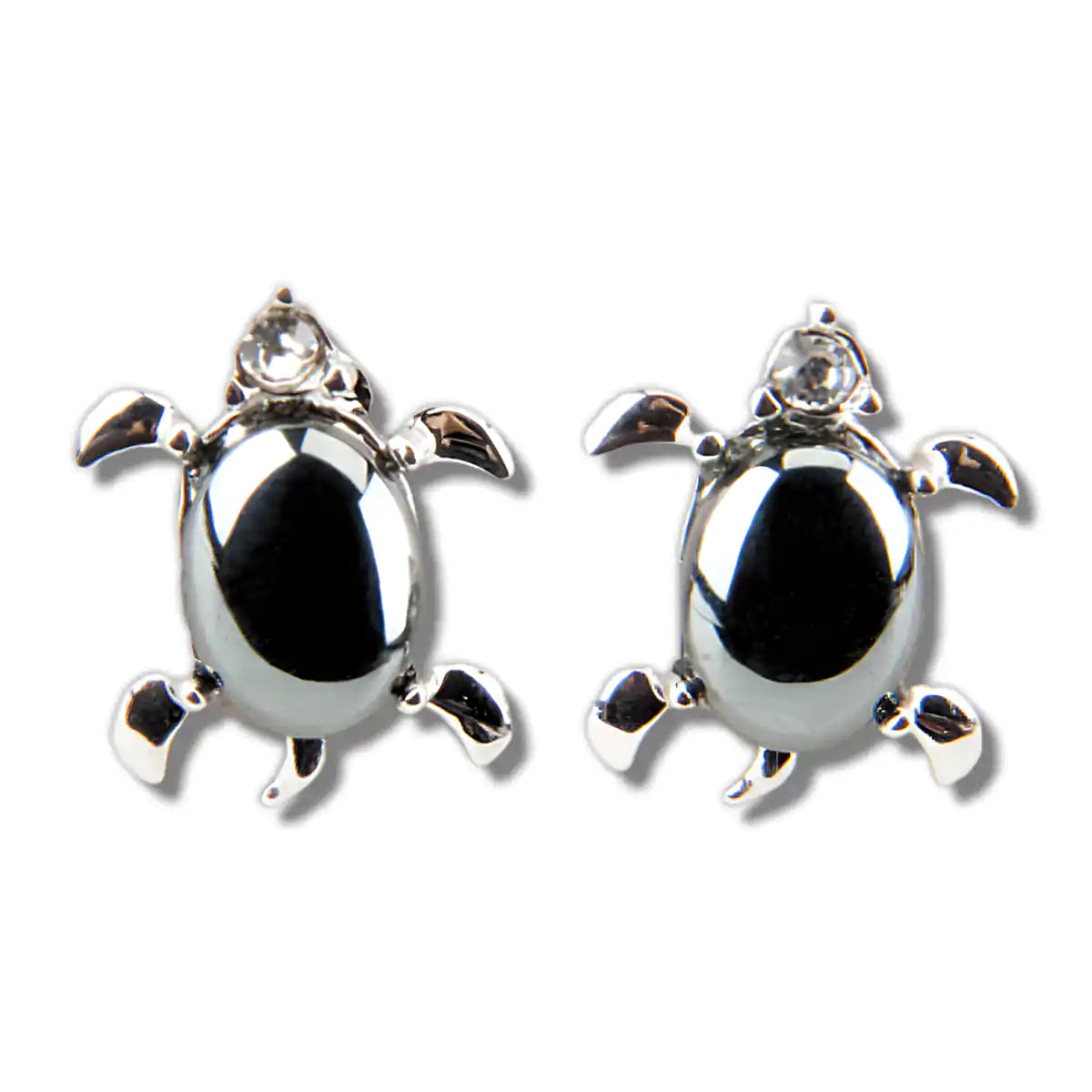 Hematite tiny turtle earrings