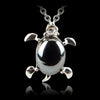 Hematite tiny turtle necklace