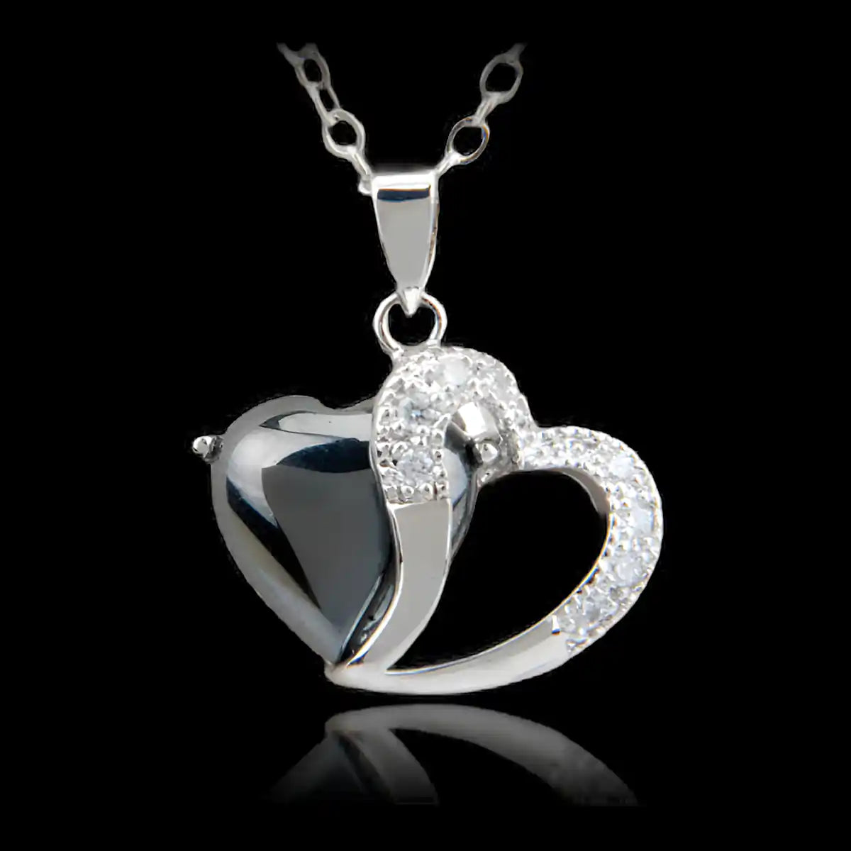 Hematite two hearts necklace