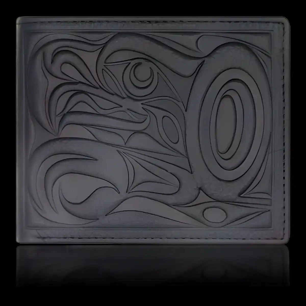 Leather wallet with native embossed eagle design