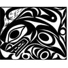 Leather wallet with native embossed orca design