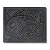 Leather wallet with native embossed orca design