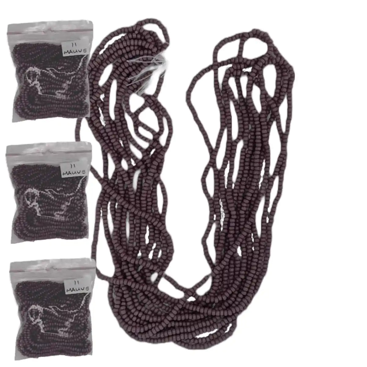 Miyuki seed beads mauve 6 strand size 11