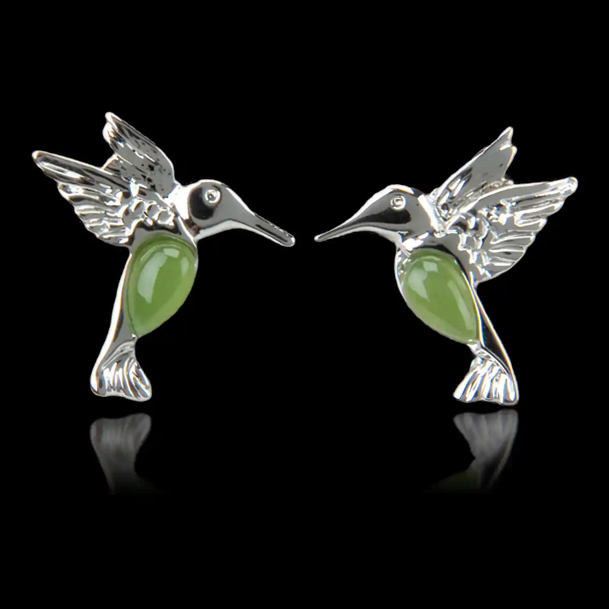 Jade dainty hummingbird earrings