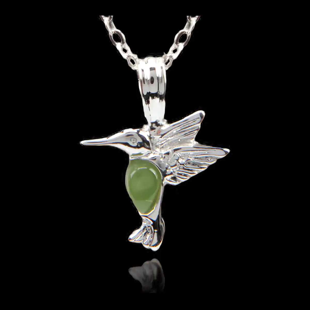 Jade dainty hummingbird necklace