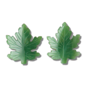 Pendientes de hoja de arce de jade de 14 mm