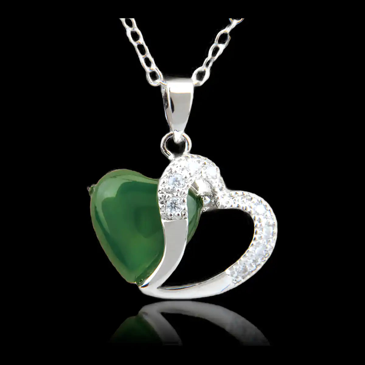 Jade two hearts necklace