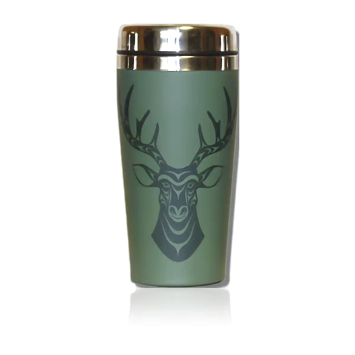 Native design deer 16oz stainless steel travel mug
