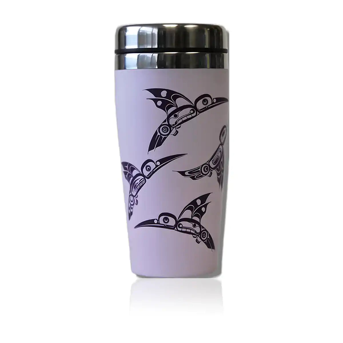 Native design hummingbirds 16oz stainless steel travel mug