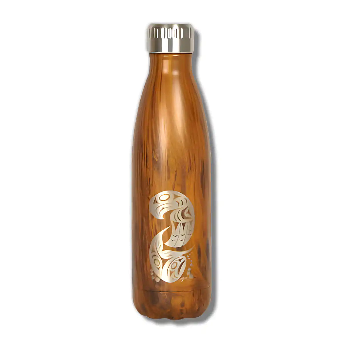 Water bottle eagle sharing salmon