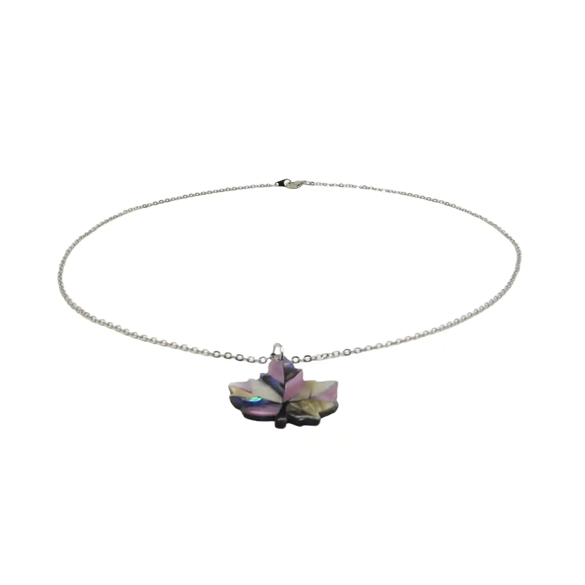 Glacier pearle maple leaf blush necklace