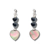 Hematite black mop heart earrings