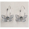 Hematite butterfly hoop earrings