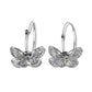 Hematite butterfly hoop earrings